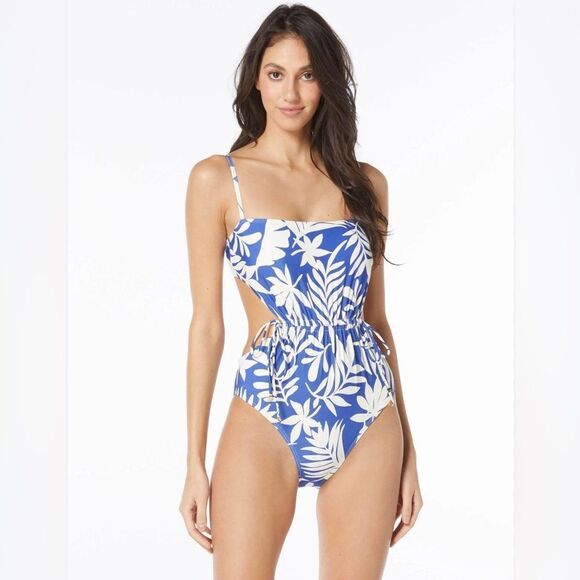 Kate Spade Tropical Cinch Front One Piece Blue Berry Swimsuit Size S - Picture 1 of 7